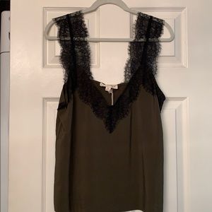 Lovestitch Polyester Green & Black Lace Cami